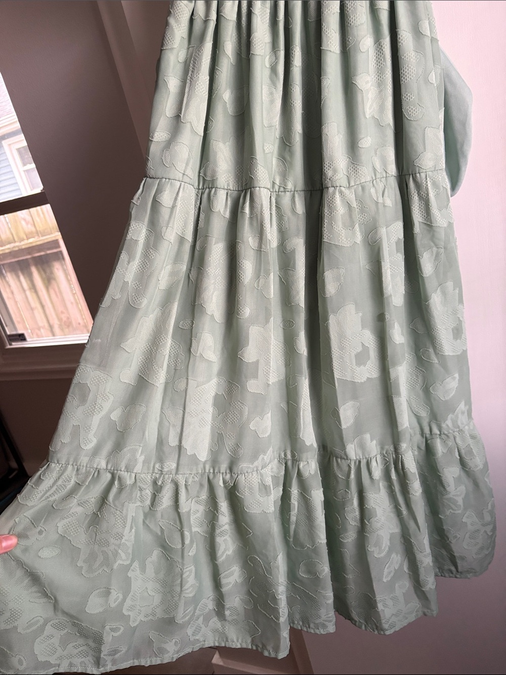 Polagram Sage Green Smocked Puff-Sleeve Midi Dress - Picture 4 of 8